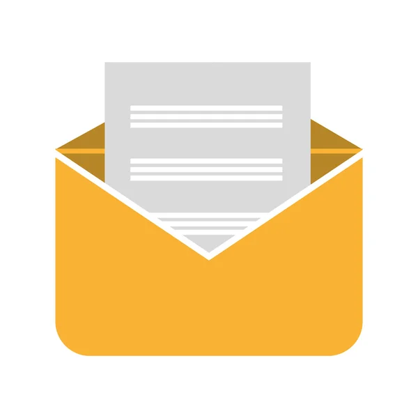 Yellow open envelope, vector graphic — Stok Vektör