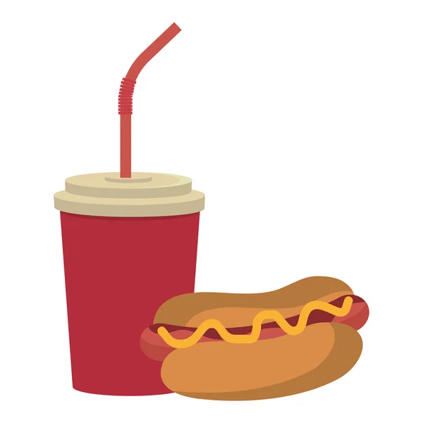 Kleurrijke cup en hotdog, vectorafbeelding — Stockvector