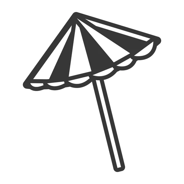 Черно-белый пляжный зонтик, векторная графика — стоковый вектор
