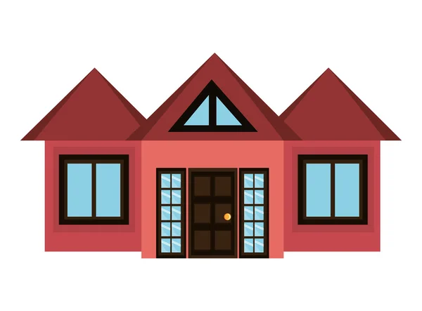 Red house and white window, vector graphic — Stock Vector