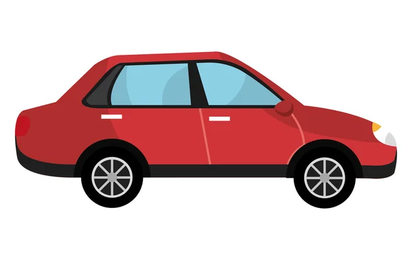 Красный автомобиль и черные колеса, векторная графика — стоковый вектор