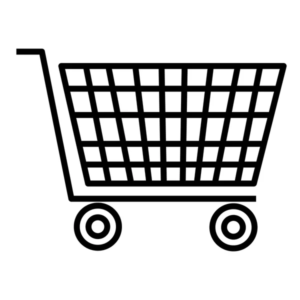Black and white shopping cart, vector graphic — Stock Vector