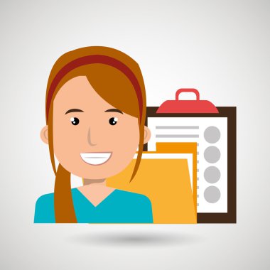 klasör ve Pano kadın ile 