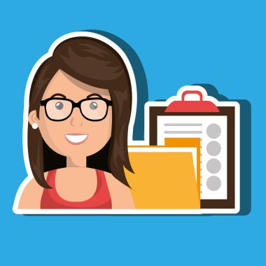 klasör ve Pano kadın ile 