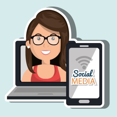 laptop kullanıcı ile sosyal ağ smartphone 