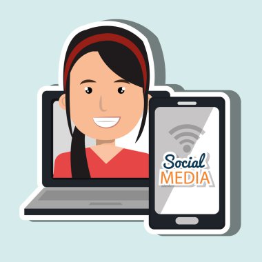 laptop kullanıcı ile sosyal ağ smartphone