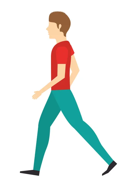 Joven caminando — Vector de stock