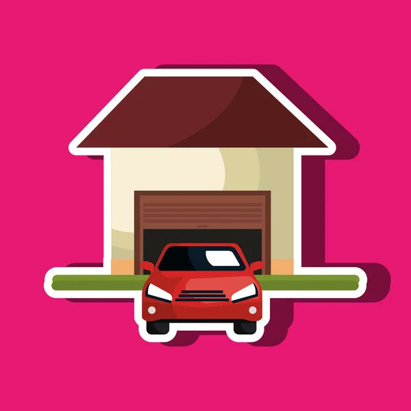 Maison avec voiture dans le garage — Image vectorielle