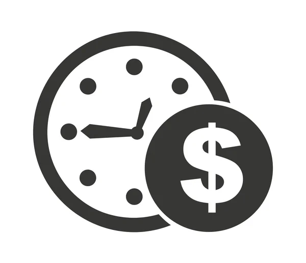 Reloj y el icono del dinero — Vector de stock