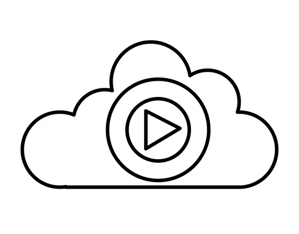 Play button in cloud — Stock Vector