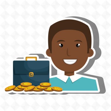 Portföy ve sikkeler izole simgesi tasarım adamla