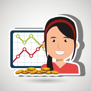 kadın istatistikleri grafik ve para ile izole simgesi