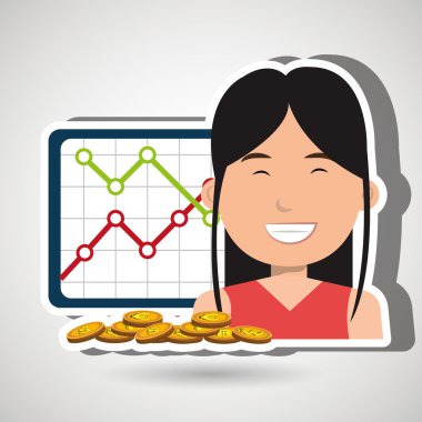 kadın istatistikleri grafik ve para ile izole simgesi