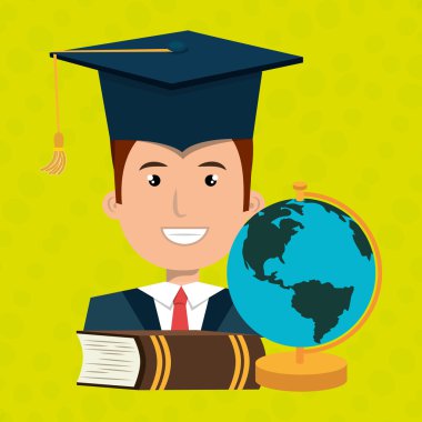 kitap ve gezegen ile yüksek lisans öğrencisi 