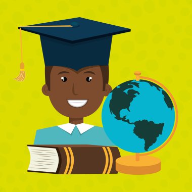 kitap ve gezegen ile yüksek lisans öğrencisi 