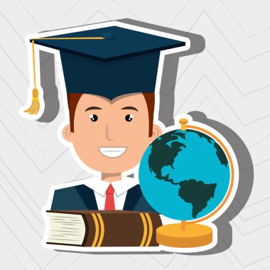 kitap ve gezegen ile yüksek lisans öğrencisi 