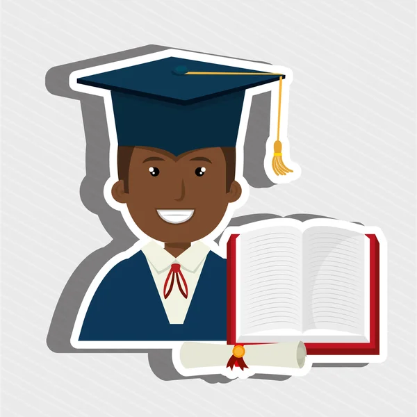 Postgraduální student s knihou a diplom — Stockový vektor