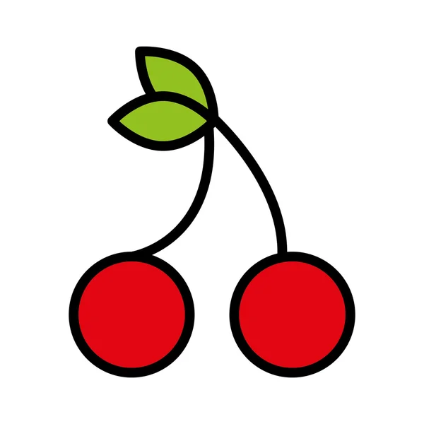 Cerezas de frutas fesh diseño icono aislado — Archivo Imágenes Vectoriales