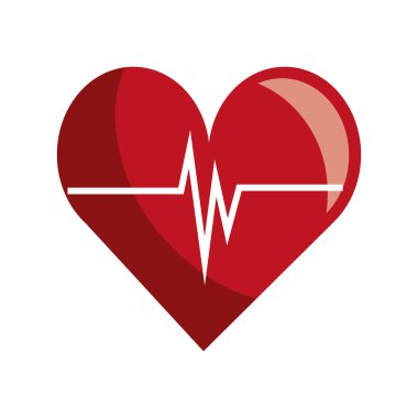 Kalp ve kardiyo dalgalar renkli simge.