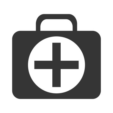 siyah ve beyaz ilk yardım çantası, vektör grafiği