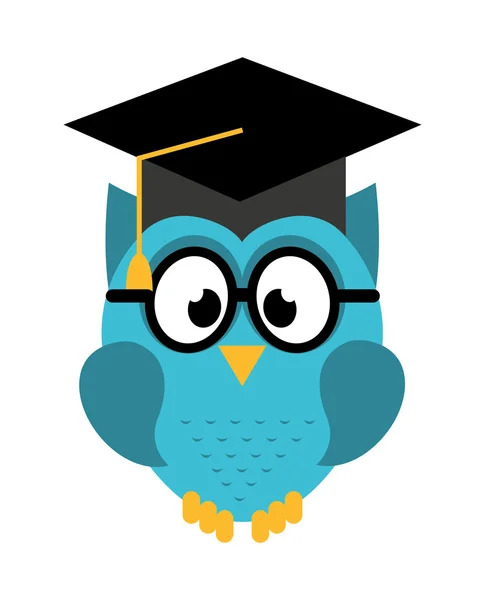 Búho graduado aislado icono de diseño — Vector de stock