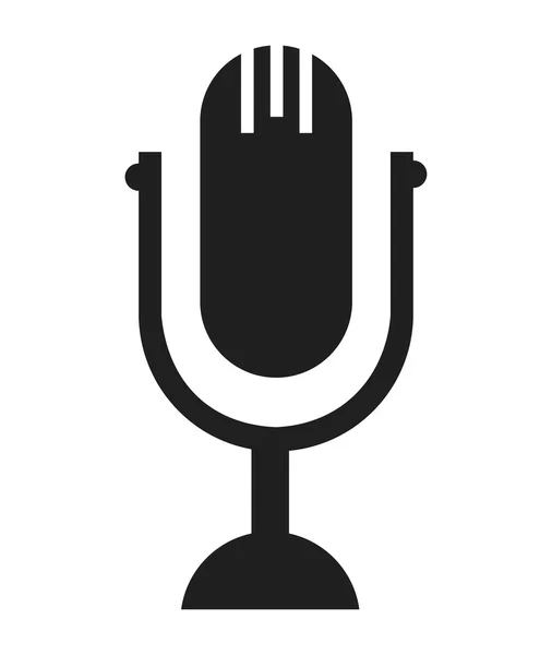 Schwarzweiß-Mikrofon, Vektorgrafik — Stockvektor