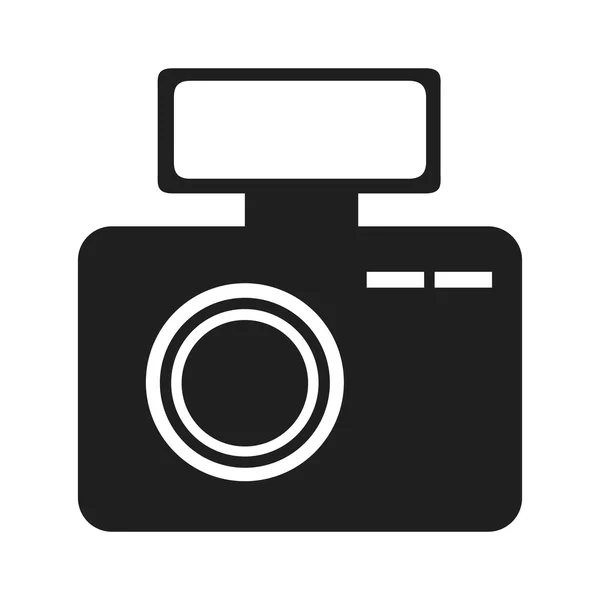 Black and white photo camera, vector graphic — Stock Vector