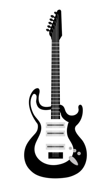 Electric guitar icon in black and white colors.