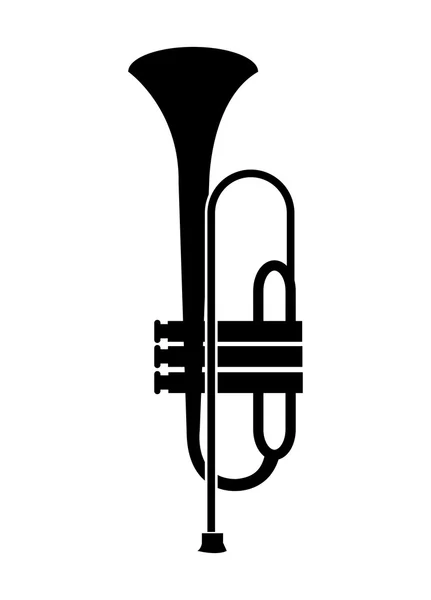 Icono de instrumento de música de trompeta con diseño en blanco y negro . — Vector de stock