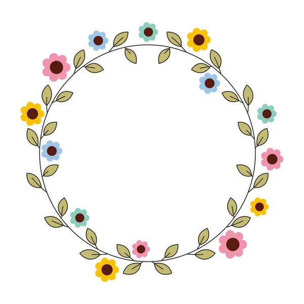 Couronne florale icône isolée design — Image vectorielle