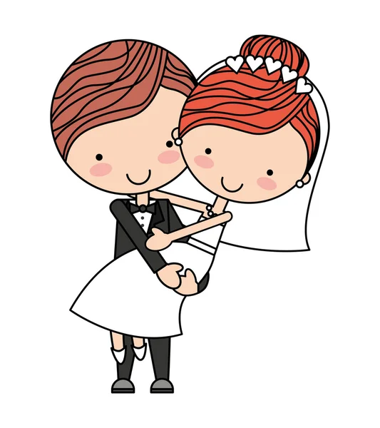 Lindo matrimonio pareja aislado icono de diseño — Vector de stock