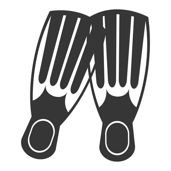 Nageoires de plongée noir et blanc, graphique vectoriel — Image vectorielle