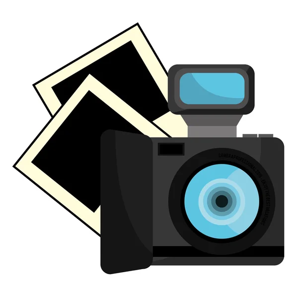Colorful photo camera and photos, vector graphic — Stock Vector