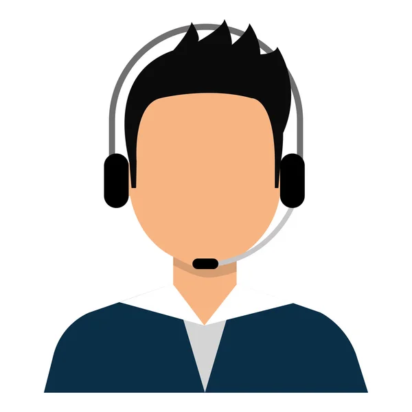 Male with headphones and microphone cartoon. — Stock Vector
