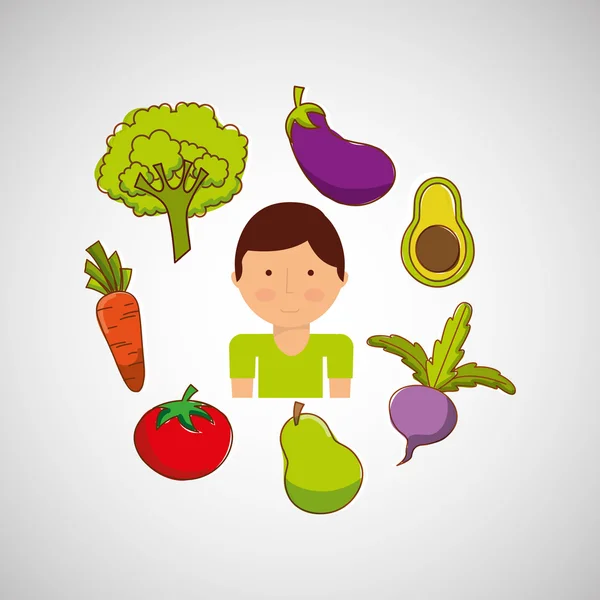 健康食品有机产品分离图标设计 — 图库矢量图片
