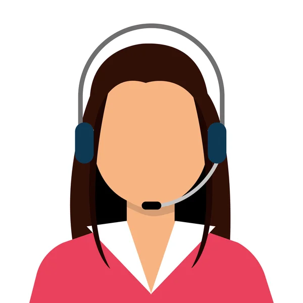 Weiblich mit Kopfhörer und Mikrofon Karikatur. — Stockvektor