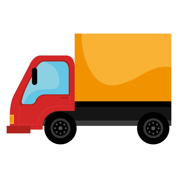 Camião de carga amarelo e vermelho — Vetor de Stock