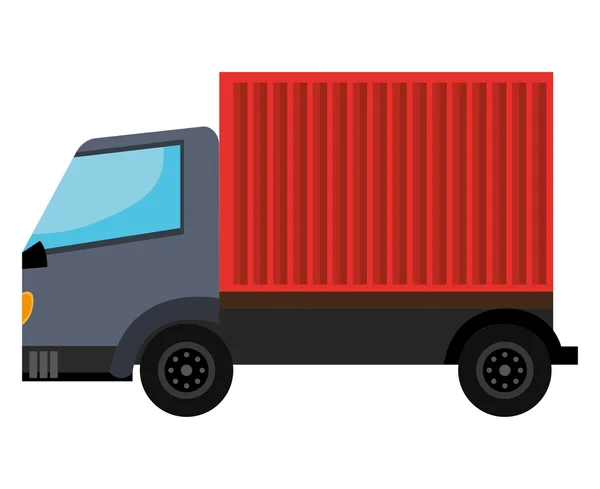 Caminhão cinzento com recipiente vermelho . — Vetor de Stock