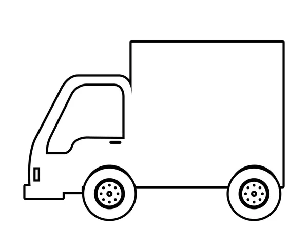 Kendaraan truk dengan ikon warna hitam dan putih . - Stok Vektor