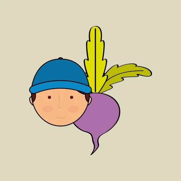 Petani dengan desain ikon sayuran yang terisolasi - Stok Vektor