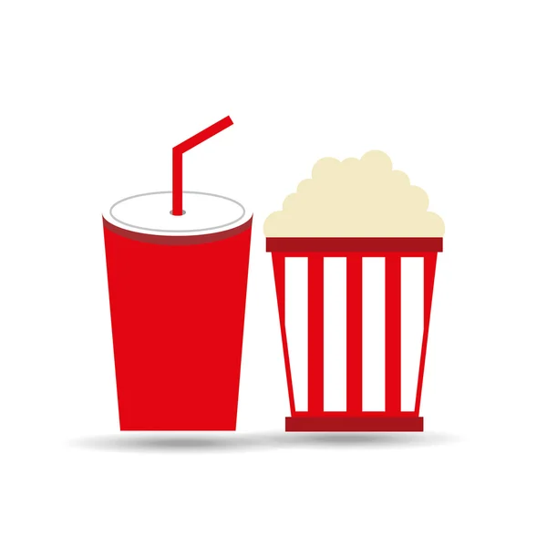 Soda y maíz pop aislado icono de diseño — Vector de stock