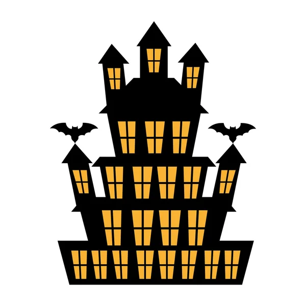Grande maison hantée avec chauves-souris — Image vectorielle