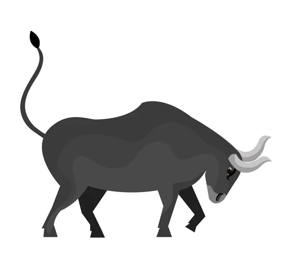 灰色的公牛生气卡通 — 图库矢量图片