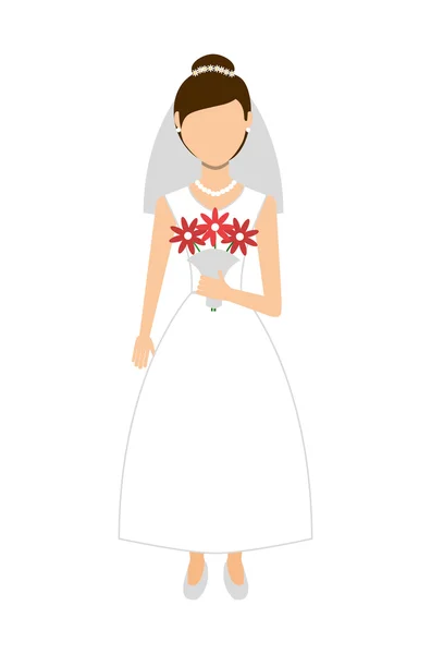 Esposa vestido de novia aislado icono de diseño — Vector de stock