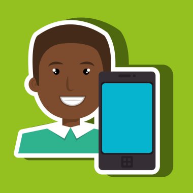 kişi smartphone ile izole simgesi