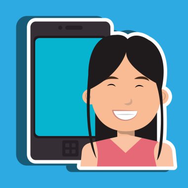 kişi smartphone ile izole simgesi