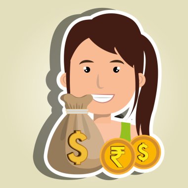 dolar ve sterlin olan kişi simgesi tasarım izole
