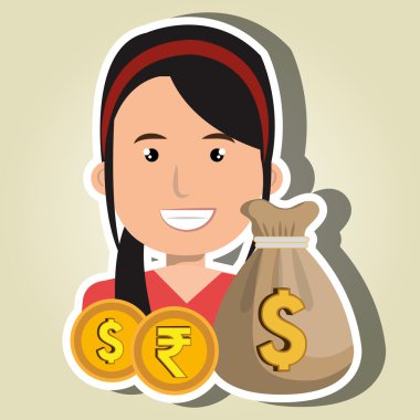 dolar ve sterlin olan kişi simgesi tasarım izole