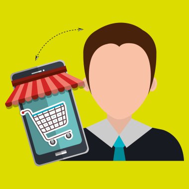 Kullanıcı e-ticaret smartphone izole simgesi