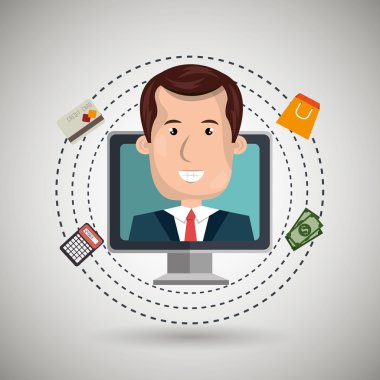 kullanıcı e-ticaret izole bilgisayar simgesi tasarım